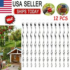 12Pcs 12'' Bird Repellent Reflective Scare Rods Spiral Deterrent Control Device - Picture 1 of 10
