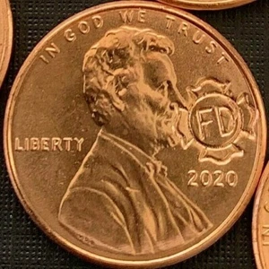 2020 US Firefighter Cross Counterstamp Imprint Lincoln Cent First Responder Fire - Picture 1 of 11