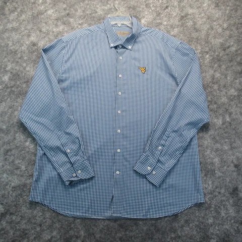 WVU Mountaineers Pennington & Bailes Shirt Mens 3XL Blue Check Button Up Casual Cover