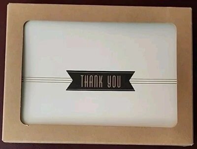 Sobres de 8 tarjetas Hallmark Thank You interior marfil negro dorado NUEVO Foto 1 de 4