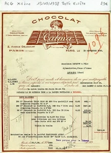 Paris XV ème 2 Avenue Délecourt - Belle Entête d'une Chocolaterie du 13/09/1938 - Picture 1 of 1