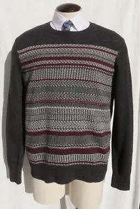 Suéter cuello redondo de lana merino suave gris borgoña Italia Banana Republic para hombre M L - Imagen 1 de 7