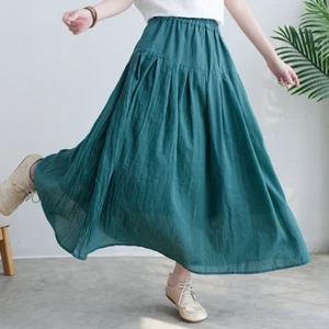 Women Cotton A-line Skirt Boho Ethnic Beach Elastic Waist Maxi Casual Summer New - Picture 1 of 17