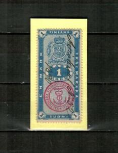FINLAND ( 1v ) 1mk Fiscal / Revenue Stamp F/VF Used ( 1870 ) 