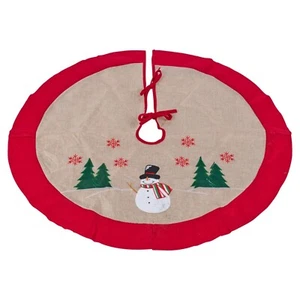 Almohadilla de decoración de base de piso cubierta falda árbol muñeco de nieve muñeco de nieve de tela marrón de 90 cm - Imagen 1 de 1