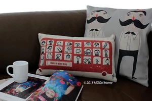 NEW Red London Bus and Happy Passengers breakfast cushion, Size: 45cm x 27cm - Picture 1 of 3