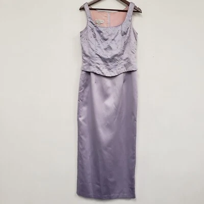 Maxi Vestido Jessica Mcclintock Mujer Lentejuelas Formal Hada Talla 12 Púrpura Evento Foto 1 de 4