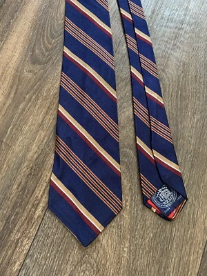 Vintage años 50 era J. "Corbata de seda a rayas Press The Beaufort Knot England 52"" Repp" Foto 1 de 4