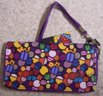 Romero Britto кошелек с ремешком застежки бумажник 3 стороны молнии цветы новый с ремнем - Изображение 1 из 4