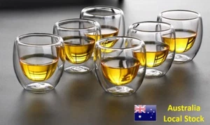 Pack of 6 Japanese Style Small Double Wall Glass Cup Tea Cup Coffee Cup Mug 80ml - Picture 1 of 12