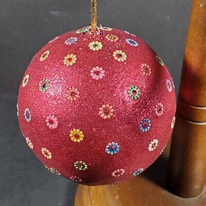 3.75" Brillo Borgoña Margarita Bola Grande Árbol de Navidad Adorno - Imagen 1 de 4