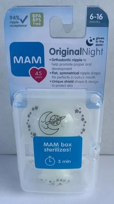 Estuche esterilizante chupetes MAM Original Night 2-Pk Brillan en la oscuridad {6-16 meses} Foto 1 de 2