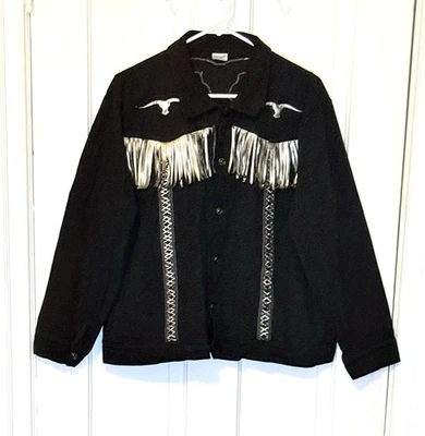 Jaqueta fantasia faroeste Spirit Halloween com franja de couro sintético GG unissex - Imagem 1 de 4