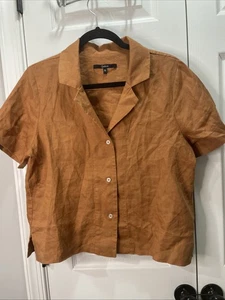 Damen Quitte Burnt Orange 100% Leinen Button Down Hemd Größe Small - Bild 1 von 7