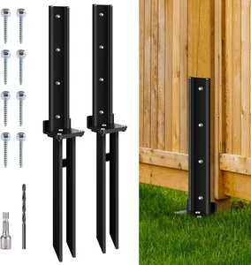 2 Pack Fence Post Anchor Kit, Heavy Duty Steel Fence Post Repair Stakes, Post An - Picture 1 of 12