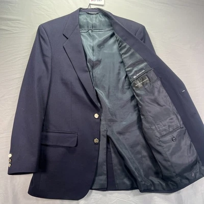 Jaqueta Burberry Blazer Masculina 40R Casaco Esportivo Azul Marinho Botões Dourados Equestre - Imagem 1 de 4