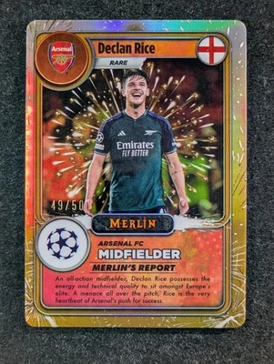 2023-24 Topps Merlin DECLAN RICE 49/50 Gold Ref Merlin's Game Arsenal #MG-5 - Image 1 of 3