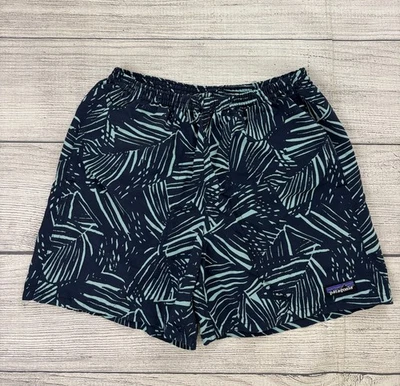 PATAGONIA 5" BAGGIES Hombres XS Azul Marino Palma Estampado Floral Forrado Pantalones Cortos de Natación EXC Foto 1 de 4