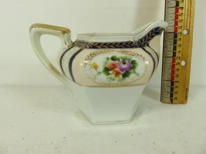 Noritake Early Century Milchkännchen 6 Unzen Japan Sechseckform blaue Streifen 1920er - Bild 1 von 8
