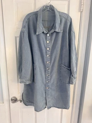 Denim Blue Jean Long Sleeve Dress Women’s Sz XL Western Boho Chic - Image 1 of 4