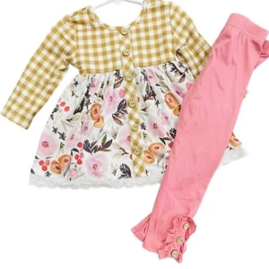 Cheeky Plum Girls 2T 2 Piece Outfit Shirt And Pants Spring New - Picture 1 of 9