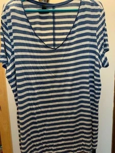 Attention 1X Top Blue and White Stripe - Picture 1 of 4