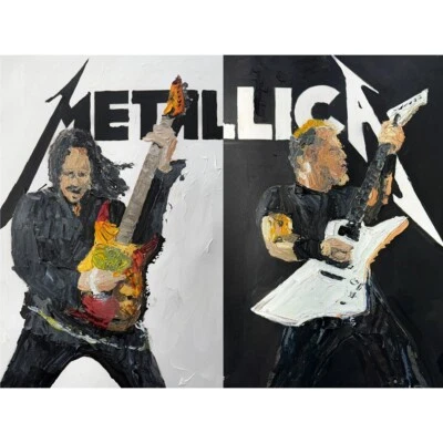 Pintura Artística Impasto Música Metallica Hetfield Hammett Original 2 Piezas 11x17" Foto 1 de 4