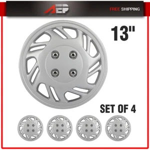 Set of 4 13 Inch Silver Snap On Full Hub Caps Wheel Covers Fit R13 Tire & Rim - Picture 1 of 9