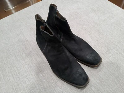 GORDON RUSH Black Suede Zip Dress Boots Mens Size 13 Italy - Image 1 of 4