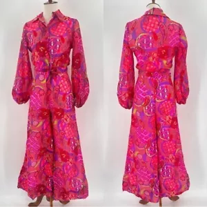 Vintage 60er 60er Psychedelic Mod Hippie Hose Bluse Set Vintage 10 kleiner Fehler - Bild 1 von 8