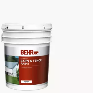NEW Behr Pro White Exterior Barn and Fence Paint Oil-Latex 5 Gal Livestock-Safe - Picture 1 of 13