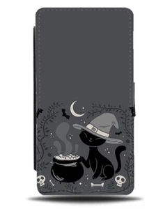 Schwarze Katze Halloween Flip Geldbörse Etui Katzen Hexe Spooky Potion Hexen Gebräu M924 - Bild 1 von 3