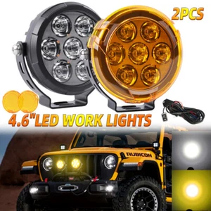Round 5"inch LED work Light Driving Strobe Fog Lamps Amber Covers+Wires For Jeep - Picture 1 of 9