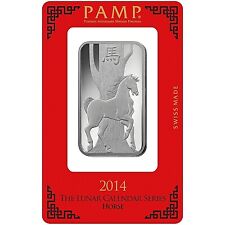 1 oz Fine Silver Bar 999.0 - PAMP Suisse Lunar Horse in essay card