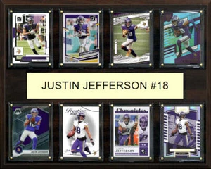 Targa Justin Jefferson 18 8 carte Donruss Fleer Topps 2023 2024 Minnesota Viking - Foto 1 di 3