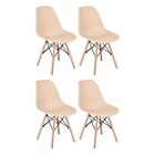 Modern Midcentury Shell Lounge Plastic Dsw Side Diningchairs Set Of 4 Beige