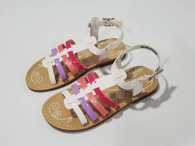 NUEVAS Sandalias Josmo Niñas Rosa Púrpura Blanco Charol Tirantes Gladiador Talla 10 Foto 1 de 4