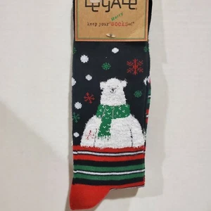 Polar Bear Snowflakes Mens Legale Socks Winter Theme One Pair Size 8 -12 NEW - Picture 1 of 6