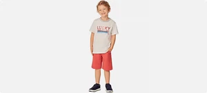 Lucky Brand Boy's Set Shirt & Shorts (WHITE/RED/BLUE/GRAY/MULTI , SIZE 6) NWT - Picture 1 of 2