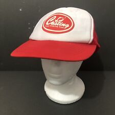 Vintage Casting Fishing Gear Trucker Hat Cap Red White Snapback Patch Foam