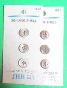 (6) JHB 1/2" SMOKEY GRAY GENUINE SHELL 4-HOLE BUTTONS 2-CARD LOT-1/70 - Picture 1 of 3