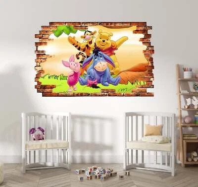 Winnie The Pooh 3D Smashed Wall Decal Removable Sticker Art Decor WTP28 - Image 1 of 4