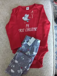 NWT Old Navy Toddler First Christmas 18-24 Mos ~ 2 Pc Pajamas Cotton Gray Owls - Picture 1 of 7