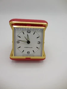Vintage Westclox Travel Alarm Clock Red Case Square Clock Works - Picture 1 of 7