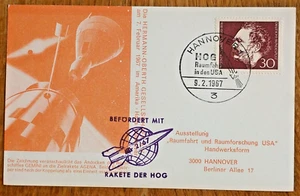 Postkarte 1967 Raketenpost Sonderstempel Hannover Befördert mit Rakete der HOG - Bild 1 von 2