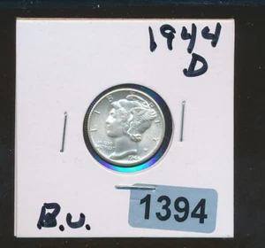 MERCURY SILVER DIME - 1944-D - CHOICE BU - #1394 - Picture 1 of 2