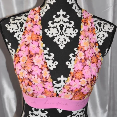 Bralette Grande VS Rosa Encaje Floral Amor Rosa Granate Naranja Usado en Excelente Condición Foto 1 de 4