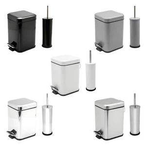 Juego de cubo de basura y soporte para cepillo de inodoro con pedal de baño - 3 litros - Imagen 1 de 41