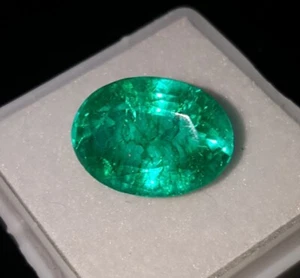 Zertifizierter natürlicher grüner kolumbianischer Smaragd loser Edelstein 9,57 kt ovale Form Edelsteine - Bild 1 von 10