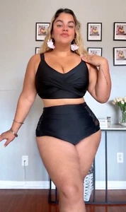 *New Womens Plus Size Bikini High Waisted Swimsuits Two Piece Bathing Suits T - Picture 1 of 10